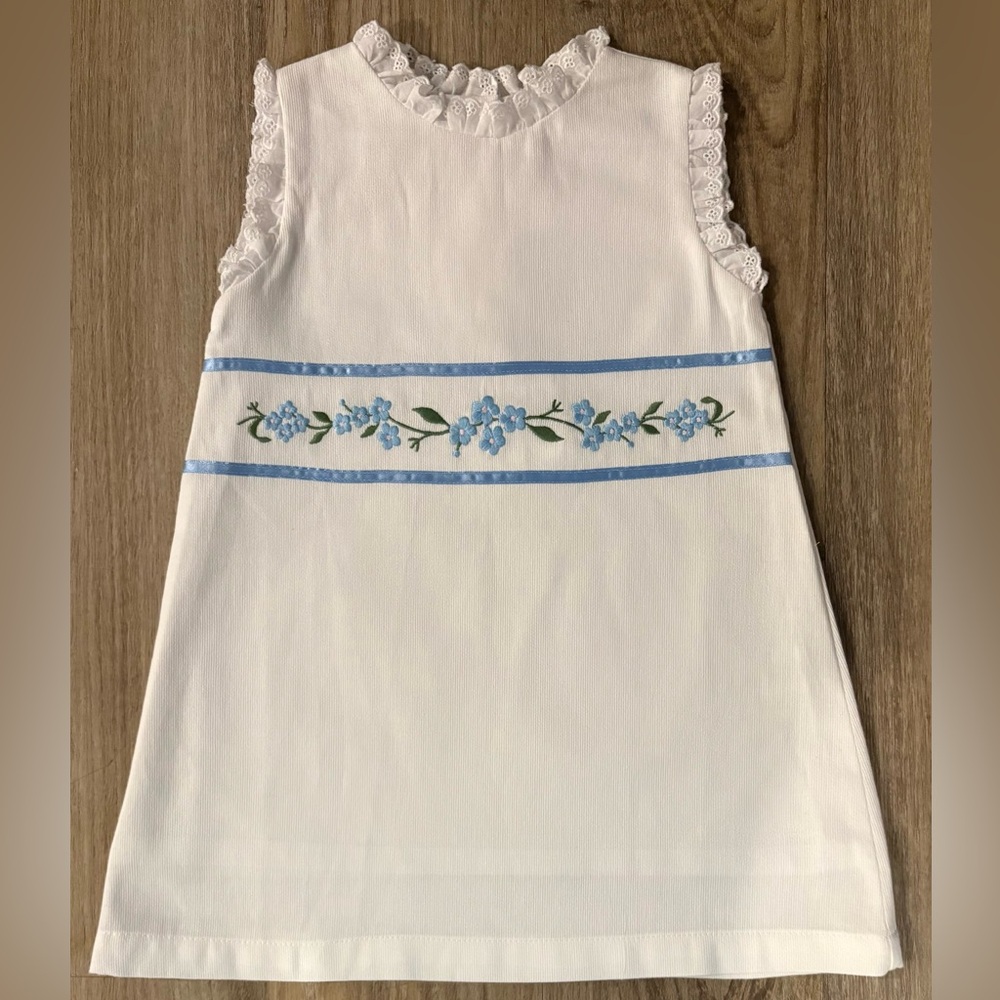 NEW! The Oaks White Dress with Blue Floral Embroidery-size 2T